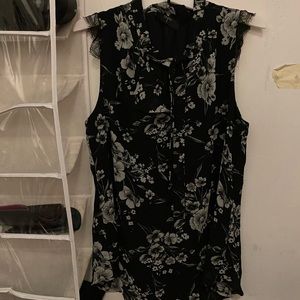Black floral blouse